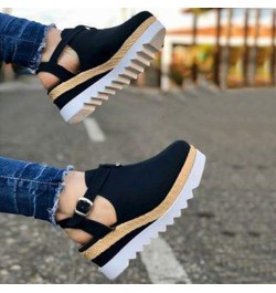 Summer Shoes Women High Heel Platform Outdoor Leisure Buckle Slippers Beach Sandals Ladies Wedge-Heeled Roman with Thick Baot...