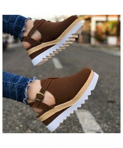 Summer Shoes Women High Heel Platform Outdoor Leisure Buckle Slippers Beach Sandals Ladies Wedge-Heeled Roman with Thick Baot...