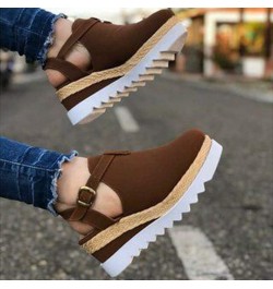 Summer Shoes Women High Heel Platform Outdoor Leisure Buckle Slippers Beach Sandals Ladies Wedge-Heeled Roman with Thick Baot...