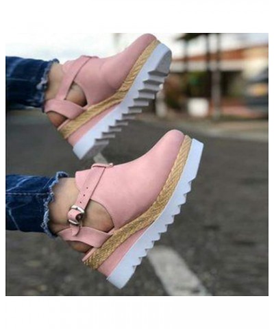 Summer Shoes Women High Heel Platform Outdoor Leisure Buckle Slippers Beach Sandals Ladies Wedge-Heeled Roman with Thick Baot...