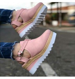 Summer Shoes Women High Heel Platform Outdoor Leisure Buckle Slippers Beach Sandals Ladies Wedge-Heeled Roman with Thick Baot...