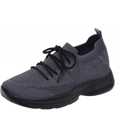 Wide Width Sneakers for Women Athletic Trainers Womens Training Shoes Lightweight Knit Sneakers Grey $10.83 Athletic Shoes