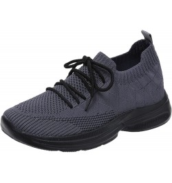 Wide Width Sneakers for Women Athletic Trainers Womens Training Shoes Lightweight Knit Sneakers Grey $10.83 Athletic Shoes