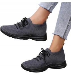 Wide Width Sneakers for Women Athletic Trainers Womens Training Shoes Lightweight Knit Sneakers Grey $10.83 Athletic Shoes