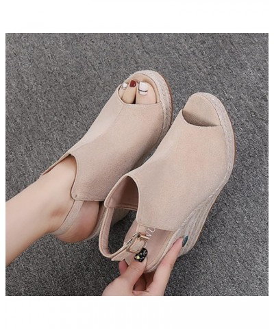 Women's Wedge Sandals Dressy Summer Platform Espadrille Peep Toe High Buckle Sandals Ankle Strap Slingback Wedges Sandals Com...