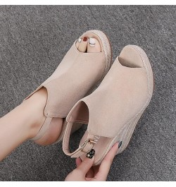 Women's Wedge Sandals Dressy Summer Platform Espadrille Peep Toe High Buckle Sandals Ankle Strap Slingback Wedges Sandals Com...