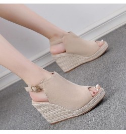 Women's Wedge Sandals Dressy Summer Platform Espadrille Peep Toe High Buckle Sandals Ankle Strap Slingback Wedges Sandals Com...