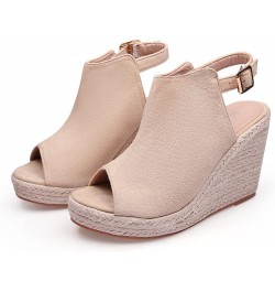 Women's Wedge Sandals Dressy Summer Platform Espadrille Peep Toe High Buckle Sandals Ankle Strap Slingback Wedges Sandals Com...