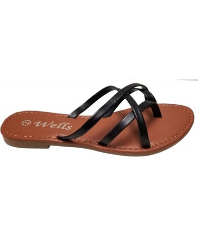 Elegant Women's Fashion Strappy Flip Flop Flat Sandals Black $15.30 Sandals