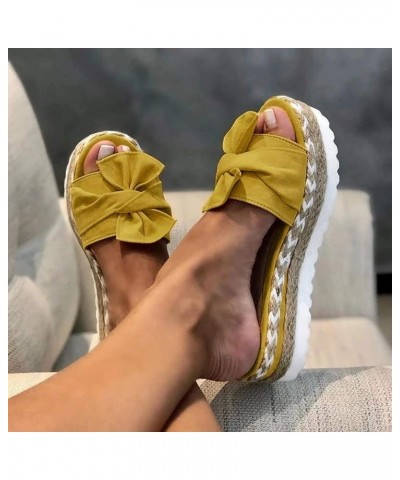 Summer Sandals for Women 2023 Trendy Sandals Women Fashion Espadrilles Open Toe Platform SIides Ladies Heels Sandals Yellow $...