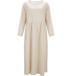 Sweater Dress Long Skirt Cotton Solid Color Temperament White Pullover Dress Casual Skirt Dress Womens Ruffle Beige- Dress fo...