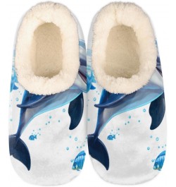 Fuzzy House Slippers for Women Men, Dolphin Anti-Slip Fleece Lined Shoes, Home Bedroom Indoor Slippers with Plush Lining, Car...