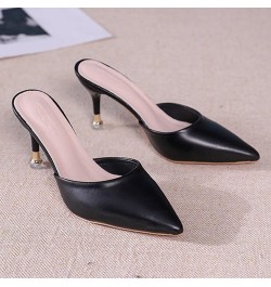 Slider Sandals for Women Women Sandals Fashion New Pattern Summer Solid Pointed Toe Slim Heel Non Slip Slip On High Heels (Wh...