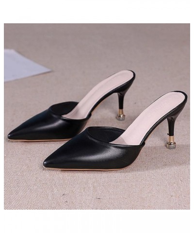 Slider Sandals for Women Women Sandals Fashion New Pattern Summer Solid Pointed Toe Slim Heel Non Slip Slip On High Heels (Wh...