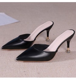 Slider Sandals for Women Women Sandals Fashion New Pattern Summer Solid Pointed Toe Slim Heel Non Slip Slip On High Heels (Wh...