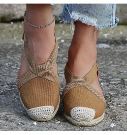 Sandalias de vestir de mujer cuñas de gran tamaño sandalias envueltas zapatos informales de tacón alto zapatos A-592 Khaki $1...