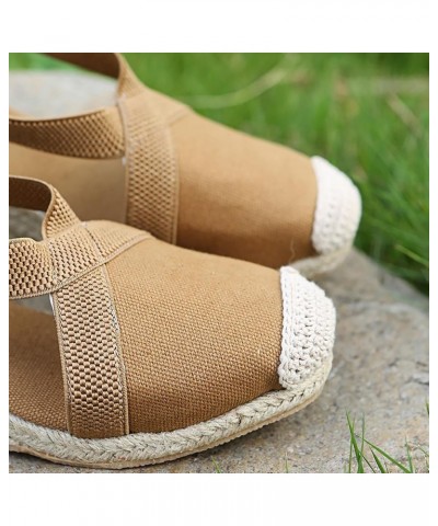 Sandalias de vestir de mujer cuñas de gran tamaño sandalias envueltas zapatos informales de tacón alto zapatos A-592 Khaki $1...