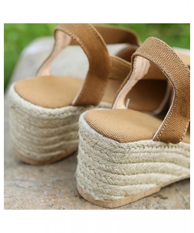 Sandalias de vestir de mujer cuñas de gran tamaño sandalias envueltas zapatos informales de tacón alto zapatos A-592 Khaki $1...