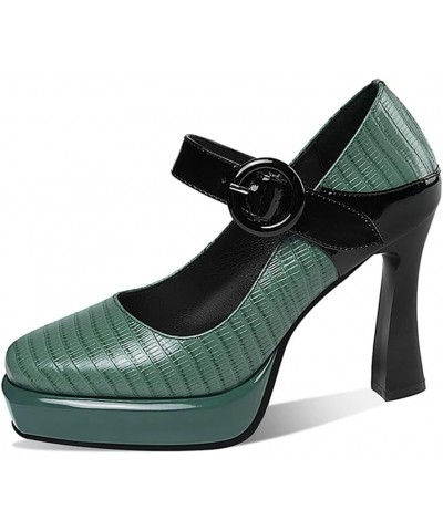 Women Pumps Summer High Heels Platform Shoes Leather Dress Party Office Pumps 40 Green $37.87 Pumps