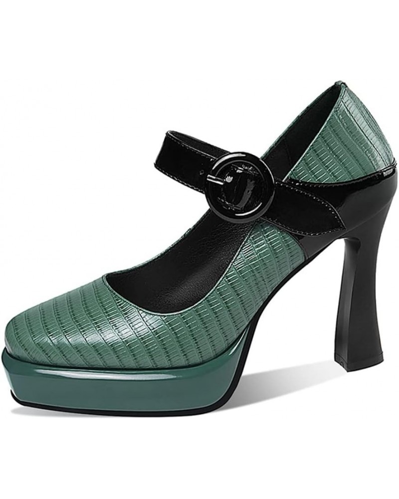 Women Pumps Summer High Heels Platform Shoes Leather Dress Party Office Pumps 40 Green $37.87 Pumps