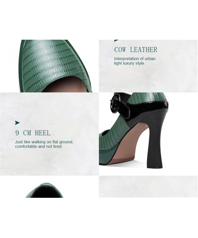 Women Pumps Summer High Heels Platform Shoes Leather Dress Party Office Pumps 40 Green $37.87 Pumps