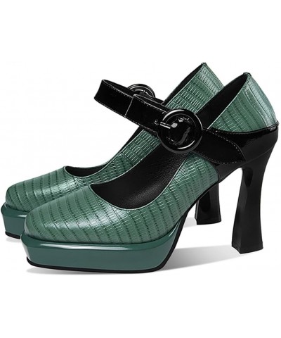 Women Pumps Summer High Heels Platform Shoes Leather Dress Party Office Pumps 40 Green $37.87 Pumps