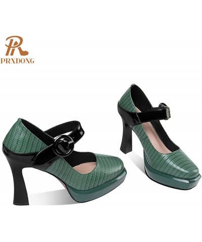 Women Pumps Summer High Heels Platform Shoes Leather Dress Party Office Pumps 40 Green $37.87 Pumps