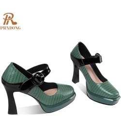 Women Pumps Summer High Heels Platform Shoes Leather Dress Party Office Pumps 40 Green $37.87 Pumps