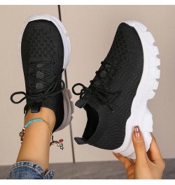 Lace Up Flying Women Flat Shoes Loose Foot Socks Lightweight Women's Shoes Loose Foot Casual 10 Sneakers for Women C62-black ...