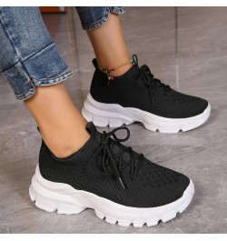 Lace Up Flying Women Flat Shoes Loose Foot Socks Lightweight Women's Shoes Loose Foot Casual 10 Sneakers for Women C62-black ...