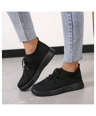 Women's Fashion Shoes Fashion Summer and Autumn Women Round Toe Flat Mesh Breathable Lace Up Comfortable Black $9.04 Fashion ...