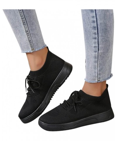 Women's Fashion Shoes Fashion Summer and Autumn Women Round Toe Flat Mesh Breathable Lace Up Comfortable Black $9.04 Fashion ...