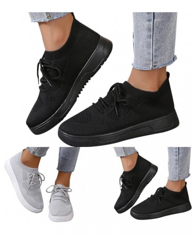 Women's Fashion Shoes Fashion Summer and Autumn Women Round Toe Flat Mesh Breathable Lace Up Comfortable Black $9.04 Fashion ...