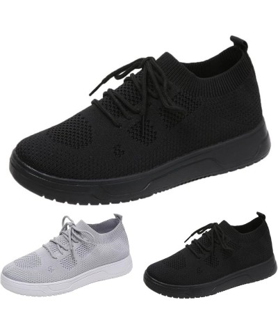 Women's Fashion Shoes Fashion Summer and Autumn Women Round Toe Flat Mesh Breathable Lace Up Comfortable Black $9.04 Fashion ...