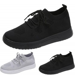 Women's Fashion Shoes Fashion Summer and Autumn Women Round Toe Flat Mesh Breathable Lace Up Comfortable Black $9.04 Fashion ...