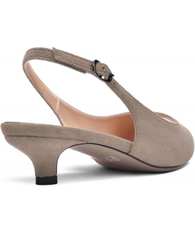 Womens Fashion Suede Buckle Slingback Dress Peep Toe Wedding Kitten Low Heel Pumps Shoes 1.5 Inch Khaki $36.38 Pumps