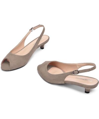 Womens Fashion Suede Buckle Slingback Dress Peep Toe Wedding Kitten Low Heel Pumps Shoes 1.5 Inch Khaki $36.38 Pumps