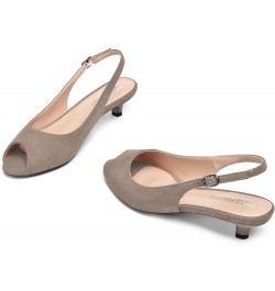 Womens Fashion Suede Buckle Slingback Dress Peep Toe Wedding Kitten Low Heel Pumps Shoes 1.5 Inch Khaki $36.38 Pumps