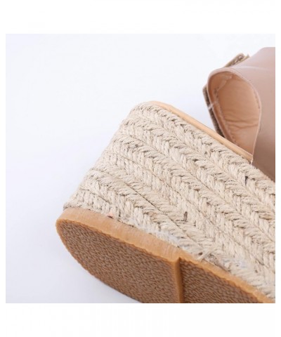 Open Toe Beach Wedges Weave Women's Sandals Summer Breathable Strap Buckle Shoes Women's Women Wedge Sandals Khaki $20.48 San...