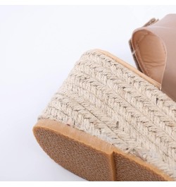 Open Toe Beach Wedges Weave Women's Sandals Summer Breathable Strap Buckle Shoes Women's Women Wedge Sandals Khaki $20.48 San...