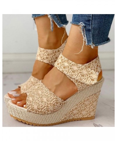 Sandals for Women Summer 2021 Womens Sandals Open Toe Flip Flops Slippers Casual Summer Beach Wedge Sandals Gold $20.21 Sandals