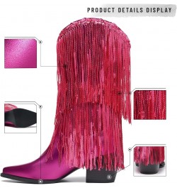 Women's Rhinestone Embellished Mid-Calf Boots, Size 5-15, Silver, Pink, Fuchsia, Black Hotpink $35.49 Boots