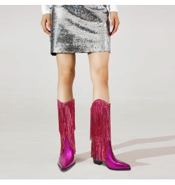 Women's Rhinestone Embellished Mid-Calf Boots, Size 5-15, Silver, Pink, Fuchsia, Black Hotpink $35.49 Boots