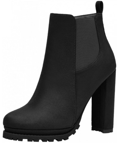 Ankle Boots for Women Mid Calf Boots Flat Black Combat Boots Women Zipper Mid Calf Booties Black-6 $25.59 Boots