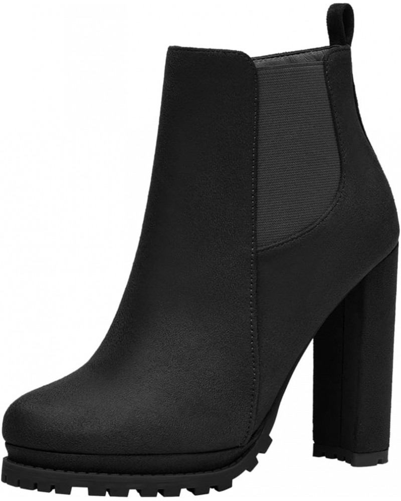 Ankle Boots for Women Mid Calf Boots Flat Black Combat Boots Women Zipper Mid Calf Booties Black-6 $25.59 Boots