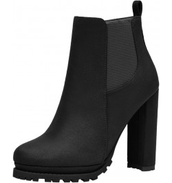 Ankle Boots for Women Mid Calf Boots Flat Black Combat Boots Women Zipper Mid Calf Booties Black-6 $25.59 Boots