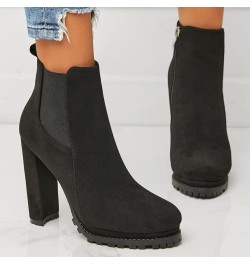 Ankle Boots for Women Mid Calf Boots Flat Black Combat Boots Women Zipper Mid Calf Booties Black-6 $25.59 Boots