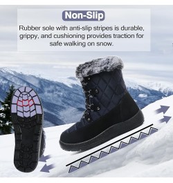 Snow Boots Women Fashion Warm Winter Cold Lace-Up Snow Boots Thickened Warm Faux Fleece Lining Outdoor Cold Snow Boots Blue $...