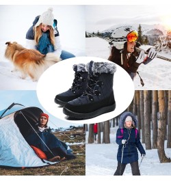 Snow Boots Women Fashion Warm Winter Cold Lace-Up Snow Boots Thickened Warm Faux Fleece Lining Outdoor Cold Snow Boots Blue $...