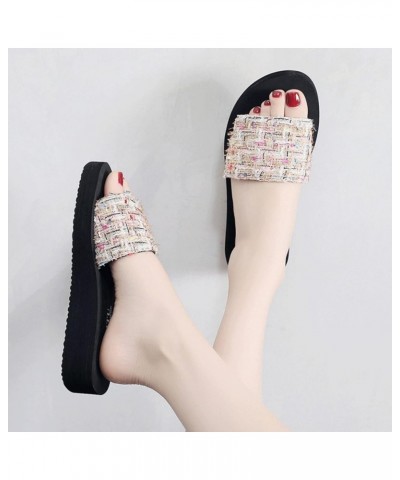 Women's Metallic Sandals Sandals For Women To Wear In Summer Fashionable And Versatile Thick Soled Sloping Heels White $15.55...